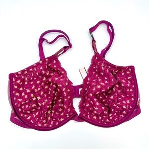 Victoria's Secret Maroon & Gold Polka Dot Unlined Demi Bra